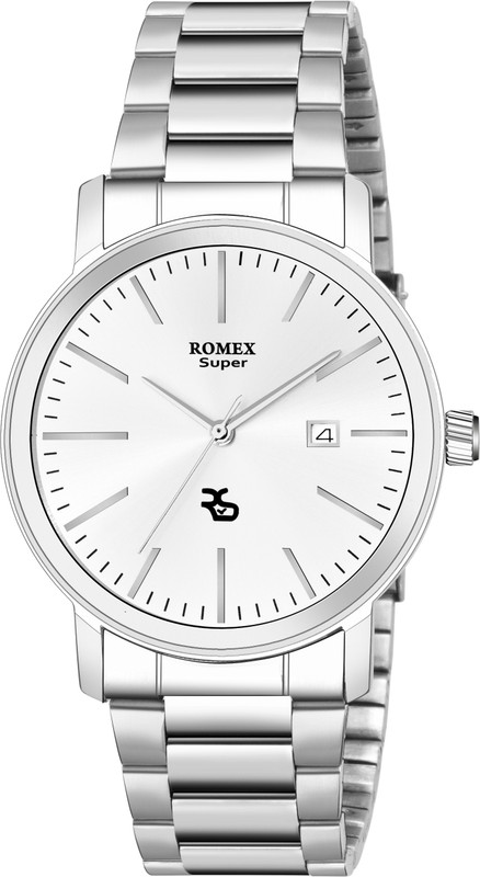 ROMEX GSS-DT57SIL New Imperial Silver Round Dial and Date Display Analog Watch  - For Men