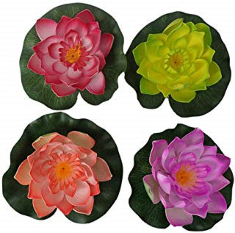 dannyboyzs floating lotus, home and party decorations flowers Multicolor Lotus Artificial Flower(4.5 inch, Pack of 4)