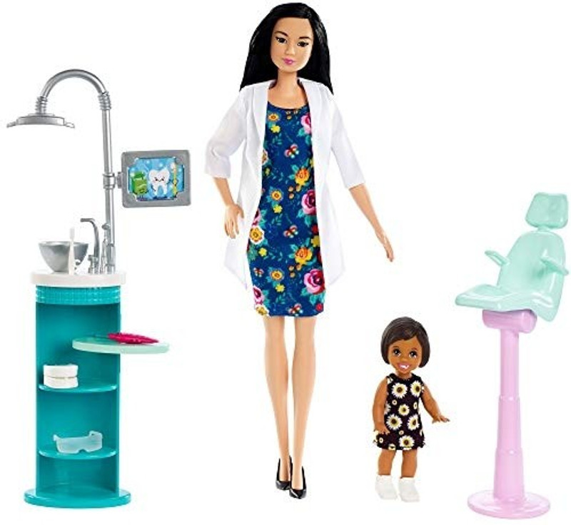 Barbie Dentist Doll & Playset, Black Hair(Multicolor)