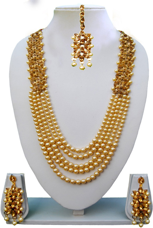 sathiya jewellers Stone Jewel Set(Gold, White, Copper)
