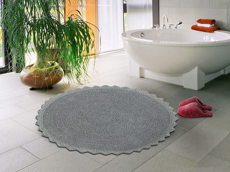 sheen decor Cotton Bathroom Mat(Grey, Medium)