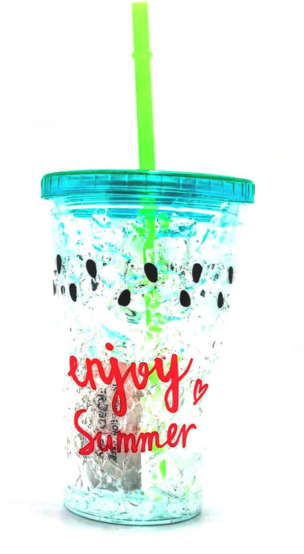 jumbura Acrylic Frosty Freezing Gel Mason Jar Ceramic, Plastic Mug(350 ml)