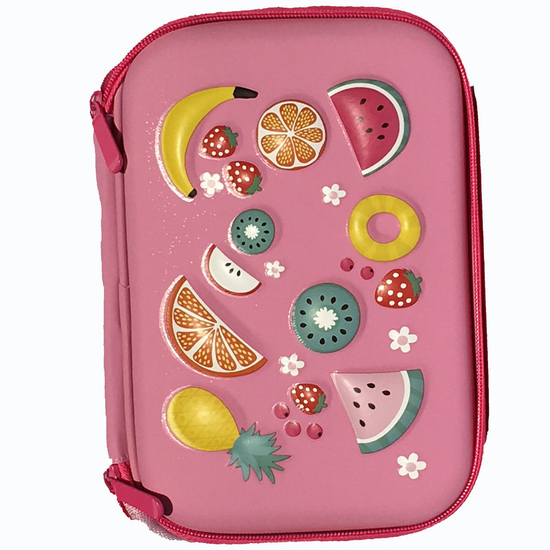 tedmei 2 Fruits Art Polyester Pencil Box(Set of 1, Pink)