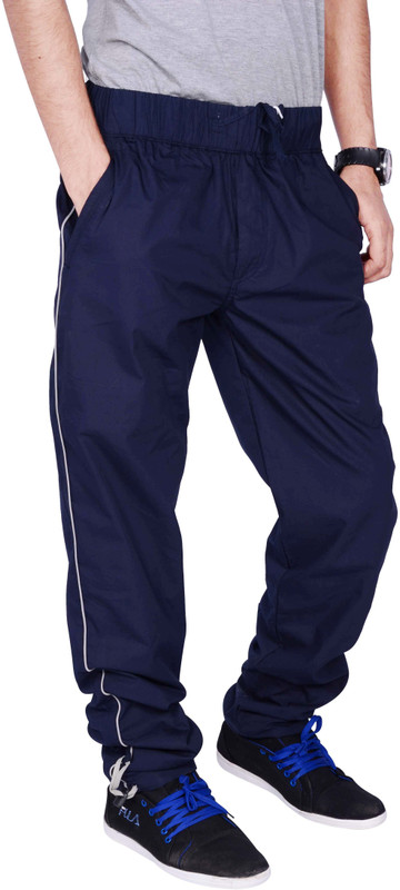 JT International Solid Men Blue Track Pants