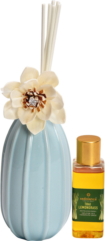 redolance scented reed diffuser lemongrass oil 50ml ceremic pot blue colour LBH (INC) 3x3x5 Diffuser Set (Pack of 1)(50 ml)