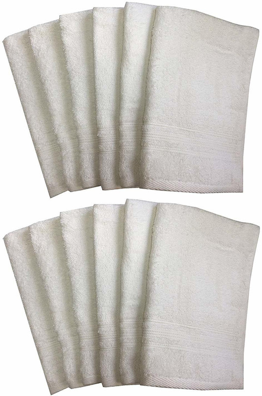 vghome Cotton 350 GSM Hand Towel Set(Pack of 10, White)