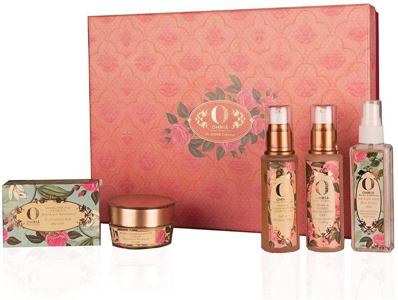 Buy Ohria Ayurveda Shower Oil, Bathing Bar, Hydrating Gel Rose Gift Box