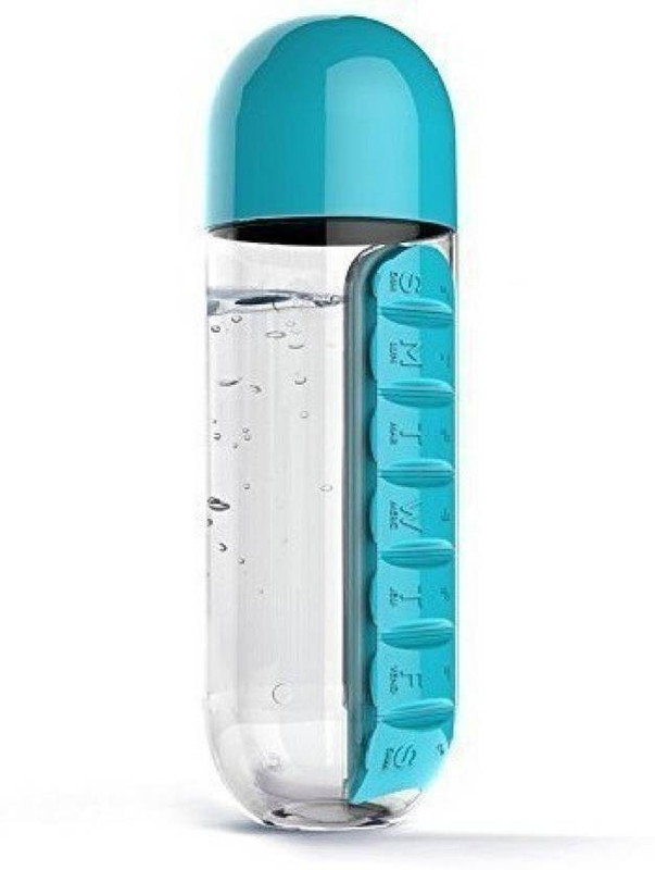 SEASPIRIT 7-DAYS NEW Colorful Combine Daily Pill Box Organizer with Water Bottle Weekly Seven Compartments with Drinking Bottle Easy Carrying Pill Box(Multicolor)