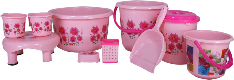rudraent High quality unbreakable Flower printed Balti 20.0 Ltr, 20 L Plastic Bucket(Pink)