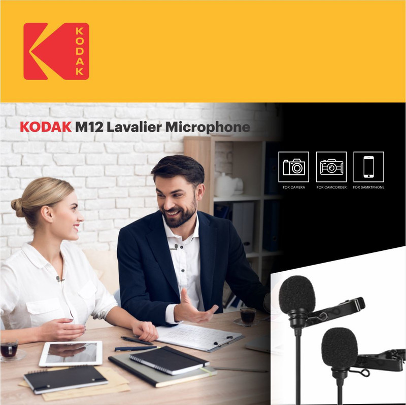 Kodak M12 2.5mm Dual Lavalier Microphone with Adapter for Smartphones Camera Microphone