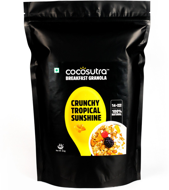 cocosutra Crunchy Tropical Sunshine Granola - Breakfast Cereal with Oats, Nuts, Seeds and Dry Fruits (1kg)(1000 g, Box)