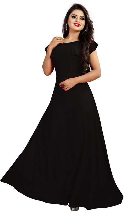 vrushti creation Women Gown Black Dress