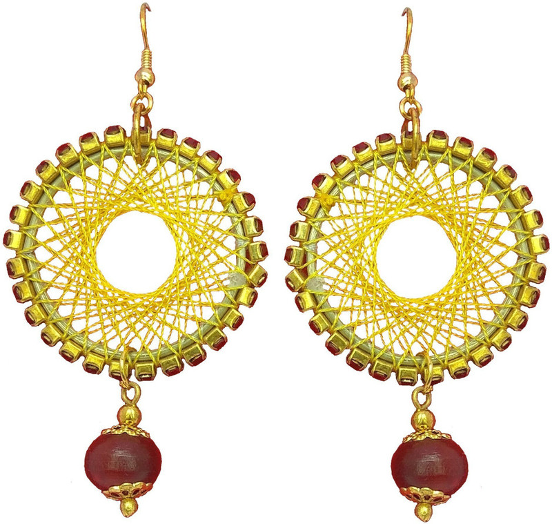 abhisu antique jewellery Hand Made Antique Thread Earrings for girls Pearl Copper, Brass Tassel Earring