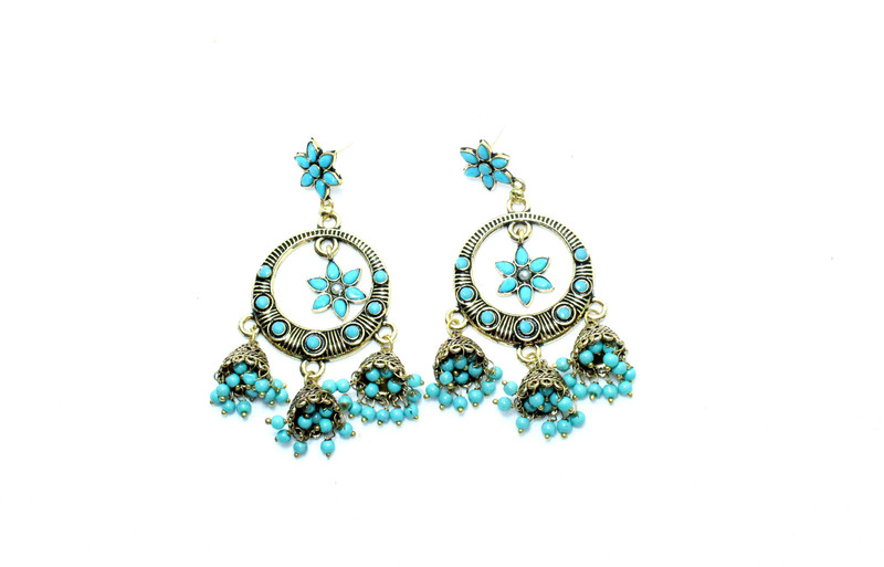 premia Premia Oxidized Gold With Small Jhumkis Elegant Traditional Look Metal Drops & Danglers