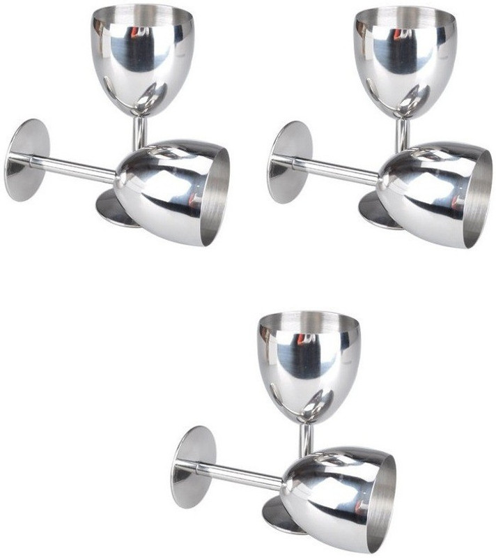 Dynore (Pack of 6) DS_756 Glass Set Wine Glass(250 ml, Steel, Steel)
