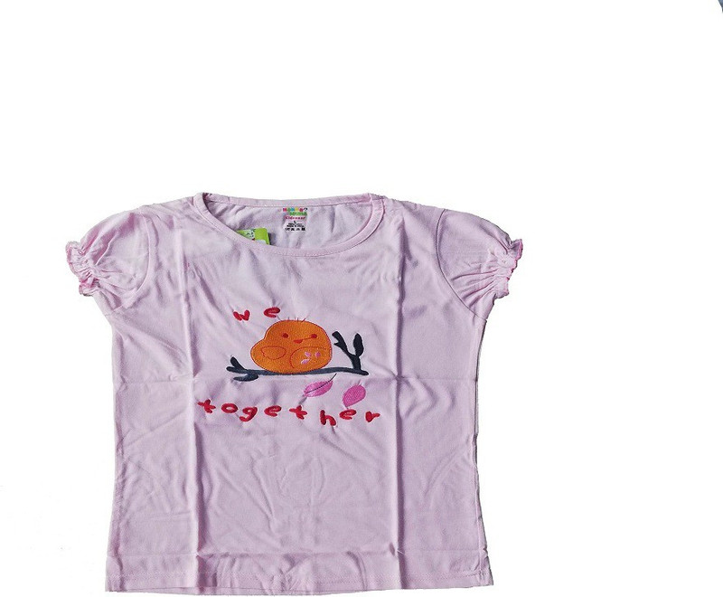 womenora Girls Casual Khadi Cotton Fashion Sleeve Top(Pink, Pack of 1)