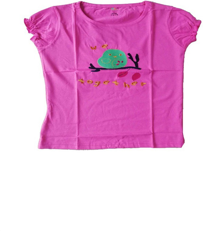 womenora Girls Casual Khadi Cotton Fashion Sleeve Top(Pink, Pack of 1)