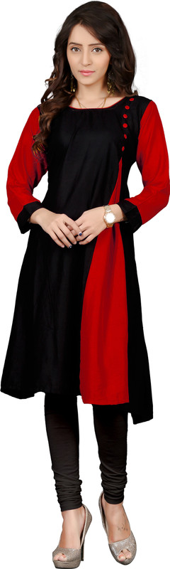 vivaanetrade Festive & Party Self Design Women Kurti(Red, Black)