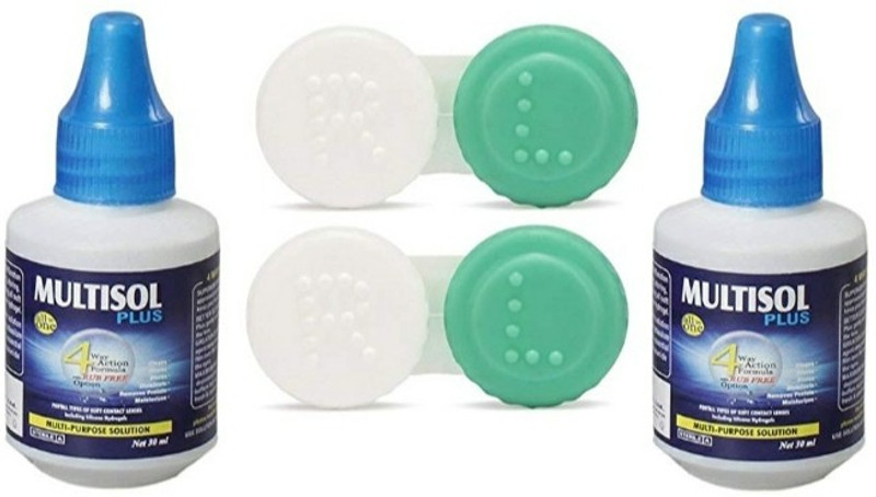 Multisol solution in packet of 2 bottle with 2 lens case Liquid(60 ml)