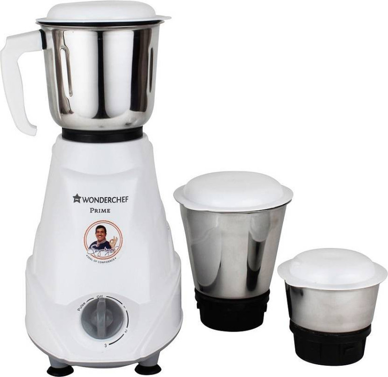 Wonderchef Sanjeev Kapoor's Prime Mixer Grinder Prime 500W Powerful & Compact White 500 Mixer Grinder(White, 3 Jars)