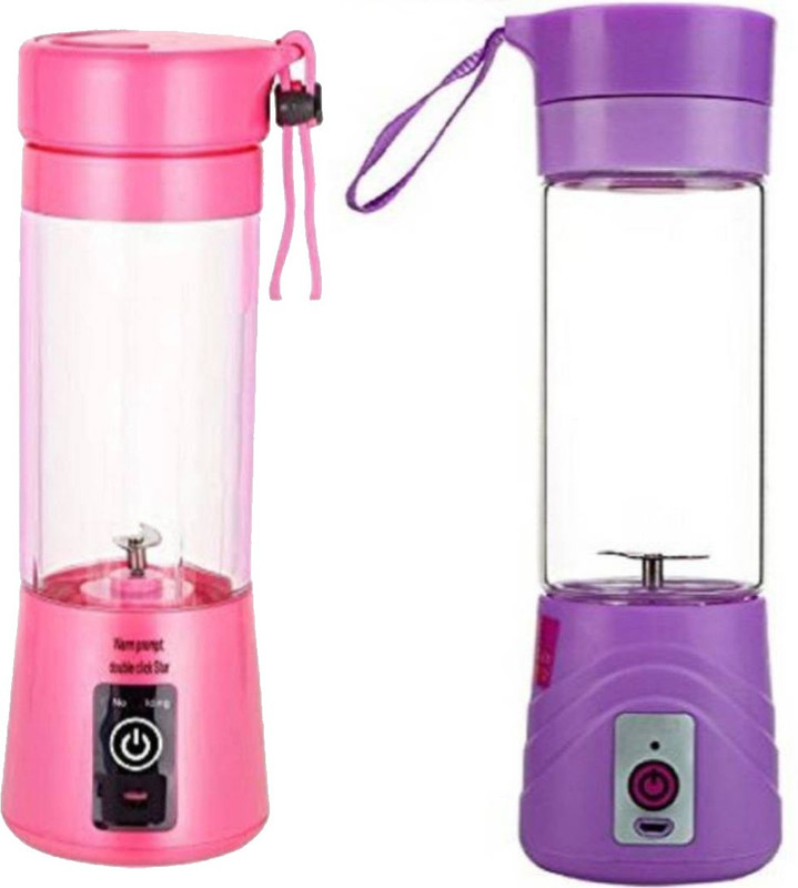 GORICH GR-CMG-39 Set of 2 MINI PORTABLE JUICER USB Juicer Cup 500 Juicer Mixer Grinder(Pink, 2 Jars)