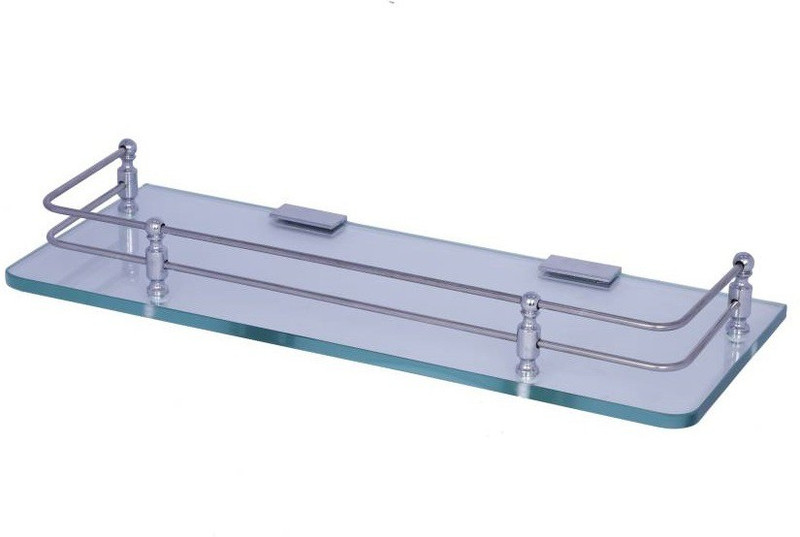 ANANYA Bathroom Transparent Branded Corner Glass Shelves Glass, Aluminium Wall Shelf(Number of Shelves - 1, Clear)