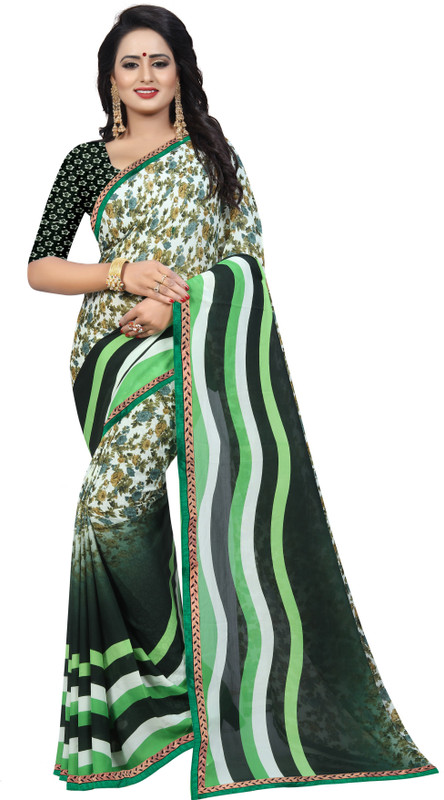 comenshop Printed Daily Wear Poly Georgette Saree(Multicolor)