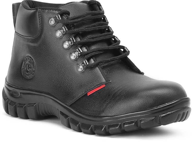 coralhawk coralhawk black italian leather steel toe safety shoes,biker boots export quality for men -9 UK Boots For Men(Black)