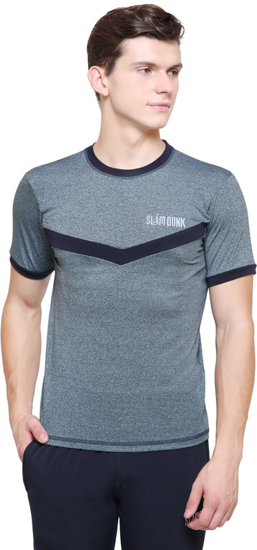 slim dunk Sporty Men Round Neck Grey T-Shirt