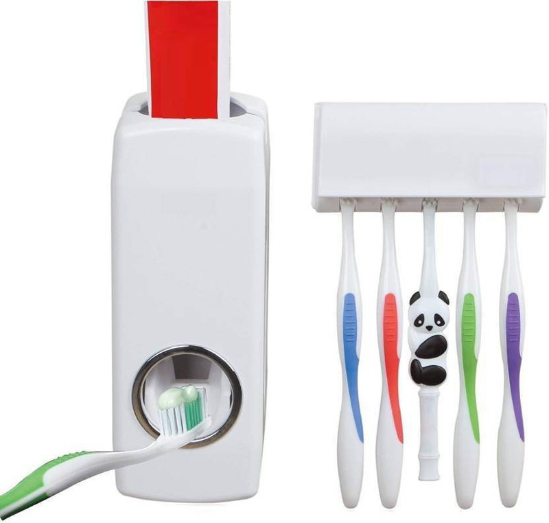 ahana trader Family Pack Automatic Multipurpose Toothpaste Plastic Toothbrush Holder(Wall Mount)