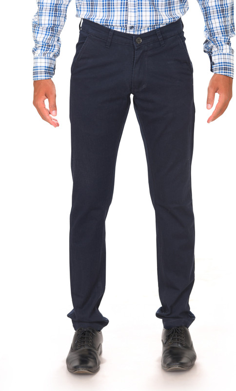 beau vouss Slim Fit Men Dark Blue Trousers