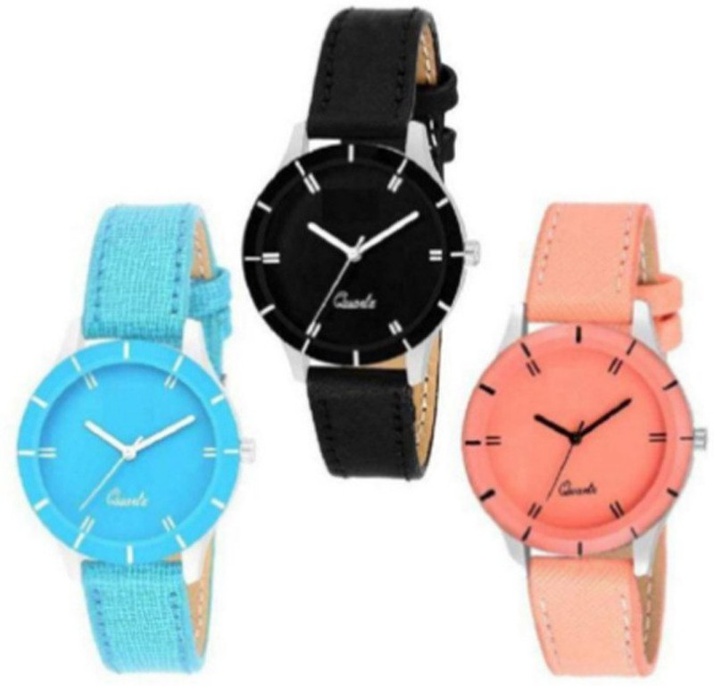 lead New cut glass leather balt analog watch for women Analog Watch  - For Women