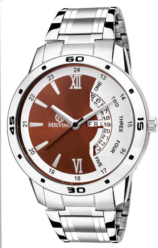 melvino analog brown dial day and date mens watch MV-3012 Analog Watch  - For Men