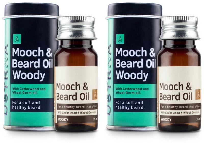 Ustraa Mooch and Beard Oil Woody - Set of 2 Hair Oil(70 ml)