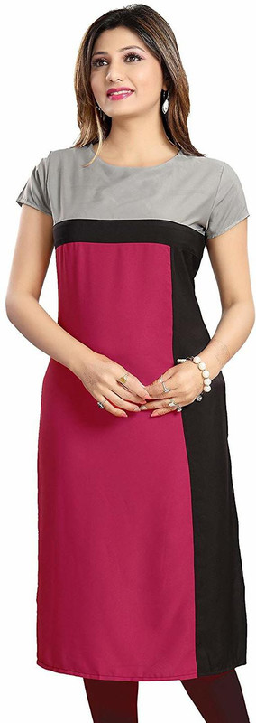 amazing trade center Casual Color Block Women Kurti(Multicolor)