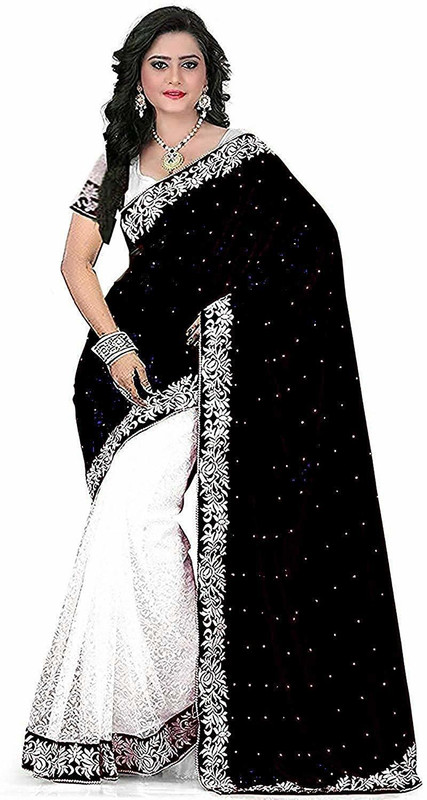 shriji fashion Self Design Bollywood Velvet Saree(Blue)