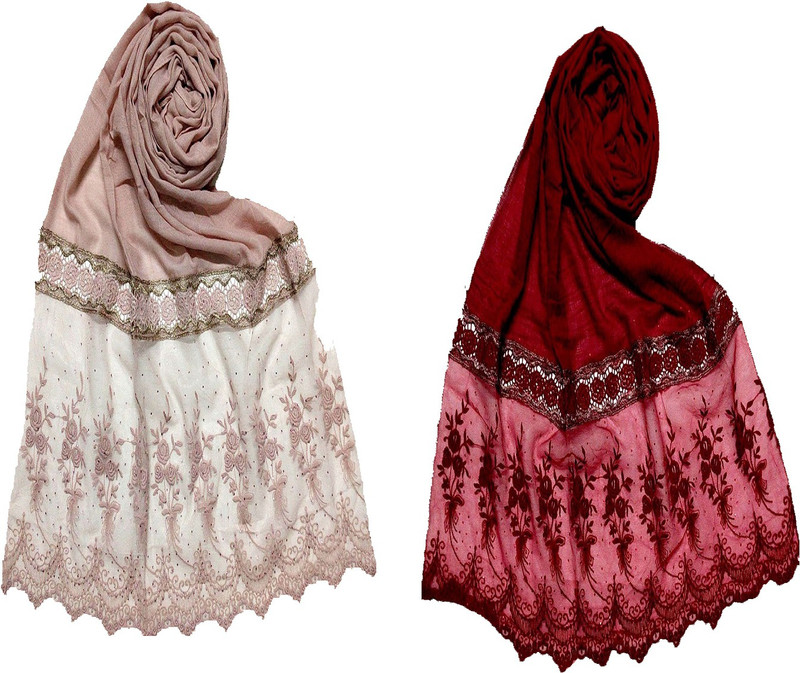 mean zoom Embroidered Pure Cotton Women Fancy Scarf