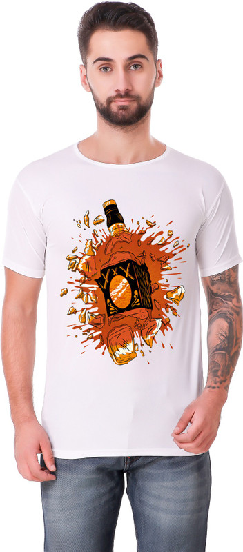 panther sports Graphic Print Men Round Neck White T-Shirt
