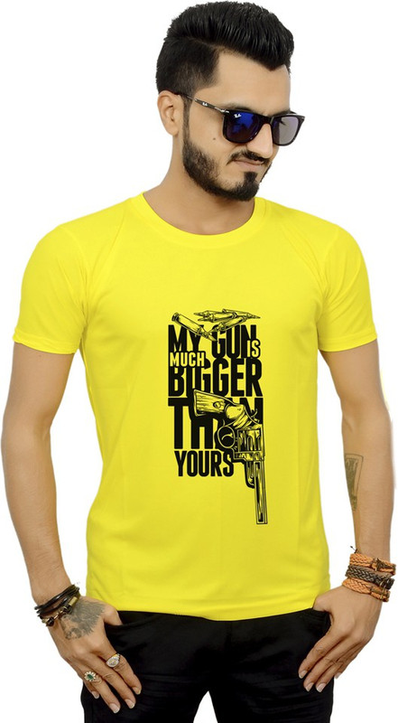 the baadshah Printed Men Round Neck Yellow T-Shirt