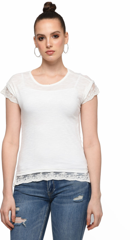 kajiree Casual Cap Sleeve Solid Women White Top