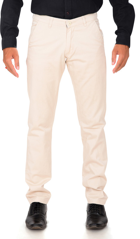 beau vouss Slim Fit Men Cream Trousers