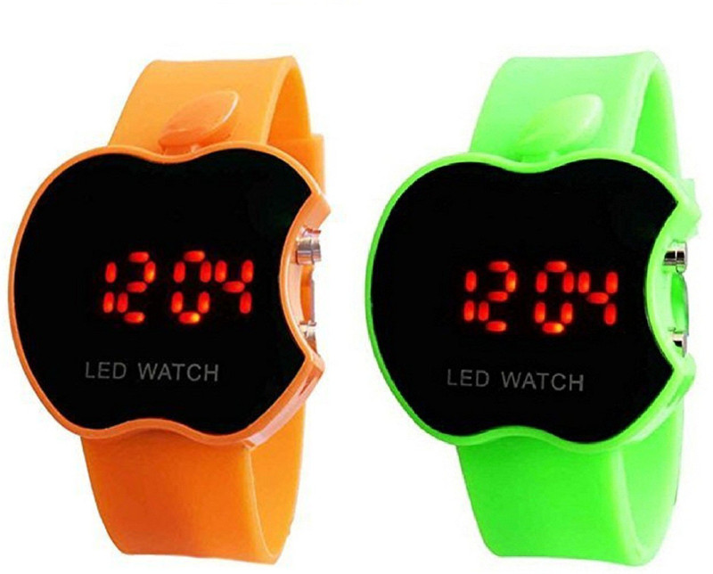 flytech Orange & Green Appleshape Digital Watch Combo For Kids Analog Watch  - For Boys & Girls