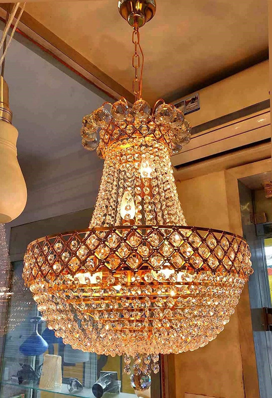 Prmoagen Crystal Chandelier Light Chandelier Ceiling Lamp(Gold, Clear)
