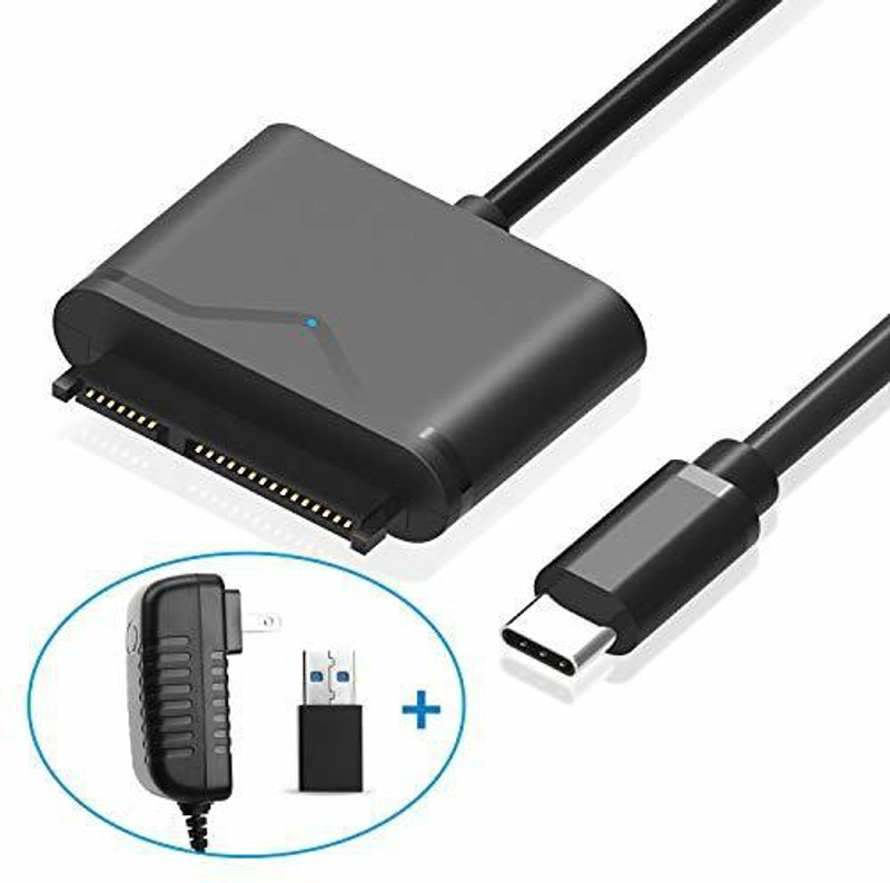 blendia Hard Drive Adapter Cable, USB 3.0 & Type C to 2.5"/3.5" SATA 0.8 m USB Type C Cable(Compatible with TYPE C, Black)
