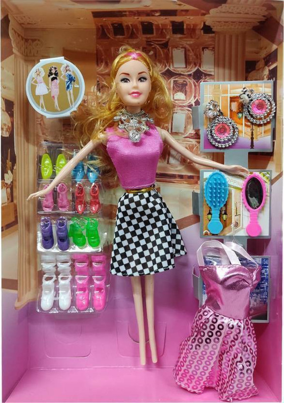 ExaltedCollection Baby Fashion Doll With Shoes & Fashion Accessories(Multicolor)