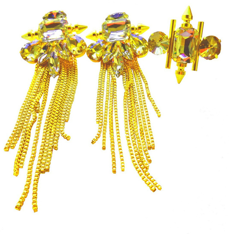 anbay Tassel Earring (Chain) for Party Wear with Adjustable Finger Ring Alloy Drops & Danglers