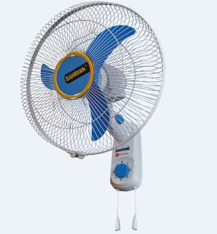 santosh High Speed 16" Wall Fan 3 Blade Wall Fan(White & Blue, Pack of 1)