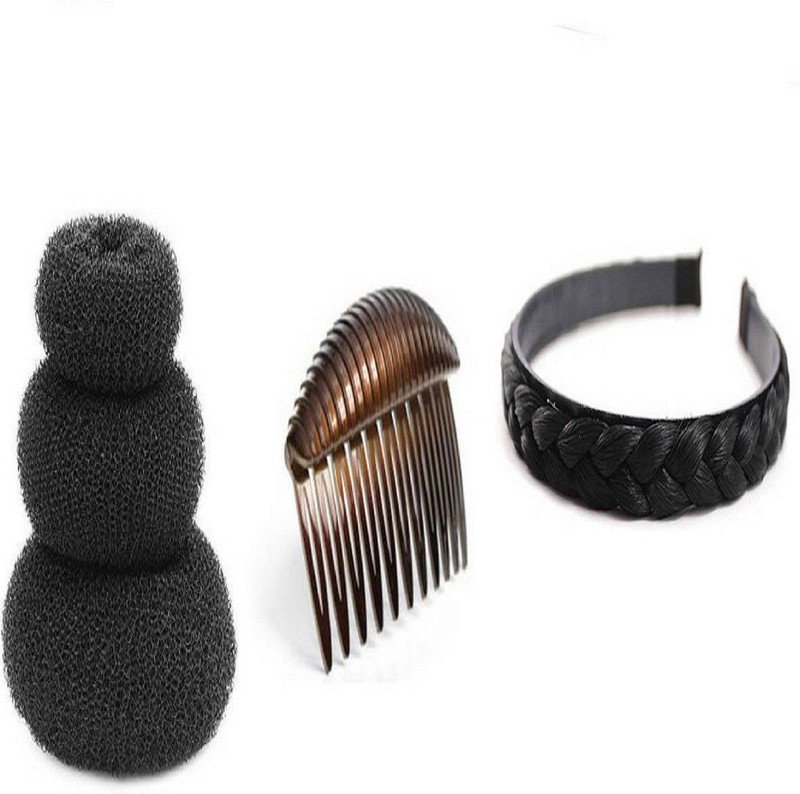 rkdenterprise Comb Donut For Puff Making Bun Clip Hair Band (Black) Hair Accessory Set(Multicolor)