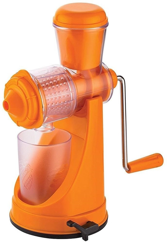 anvel Fruit & Vegetable Juicer - Steel Handle - Juice Collector Glass - Vacuum Base for Extra Grip - ABS Food Grade - Unbreakable Body (Multi Color) Plastic, Stainless Steel Hand Juicer(Multicolor Pack of 1)