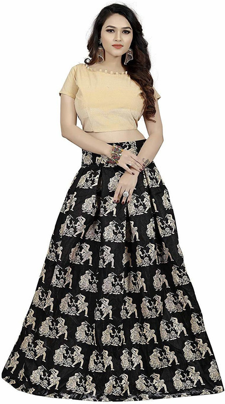 wholesale wear Embroidered Semi Stitched Lehenga Choli(Black)